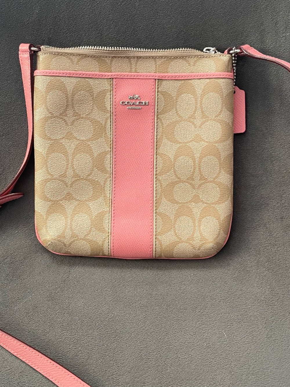 Tan/Pink Coach Mini Crossbody